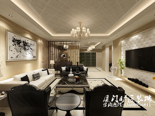 厦门装修公司世茂湖滨首府案例效果图-旷匠装饰